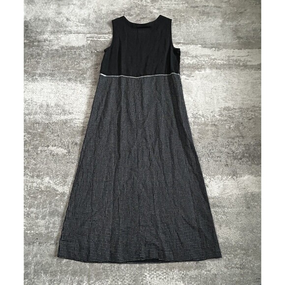 Carol Andersson Dress Womens Medium 100% Linen Maxi Check Modest Black White USA - Picture 8 of 8